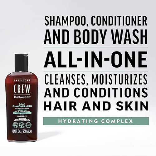 American Crew 3-in-1 Shampoo & Body Wash, Chamomile & Pine, 8.4 fl oz