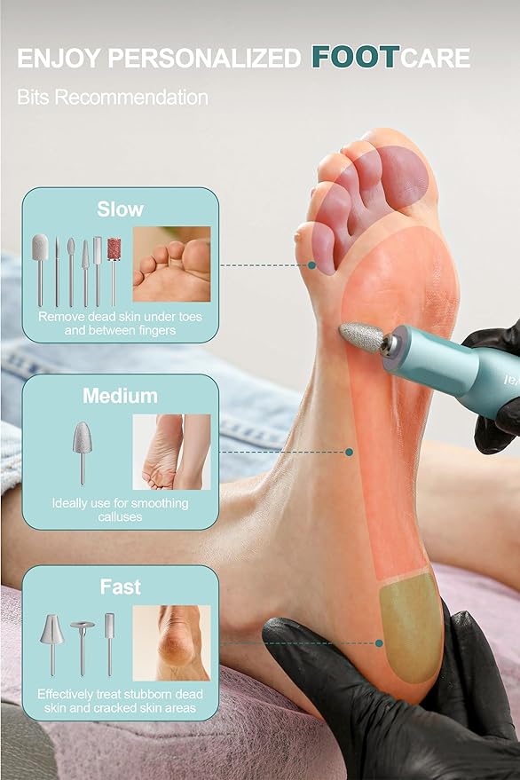Electric Foot Callus Remover for Feet Scrubber Dead Skin, Cordless Foot File, Professional Pedicure Tool with Nail Drill Kits for Men Women Dead Dry Crack Skin Calluses Foot Grinder