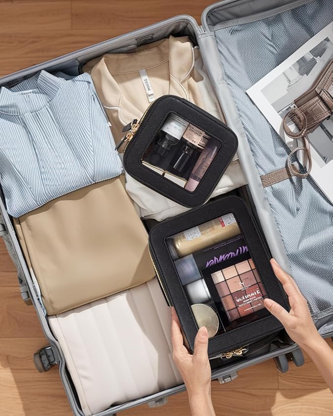 FFpaw Travel Clear Makeup Bag Set, TSA Approved Cosmetic Bag Case with Zipper Portable Makeup Pouch Toiletry Bag Traveling Cosmetic Organizer Storage Bag Car Organizer Car Essentials
