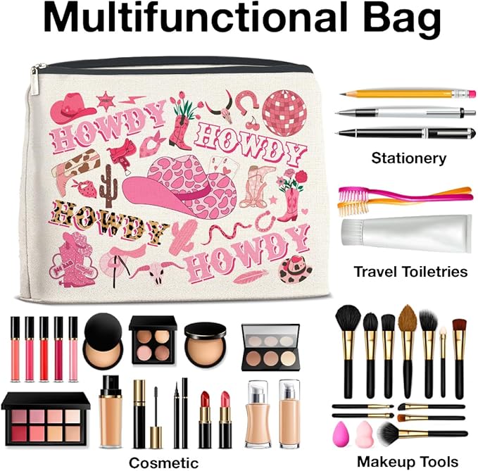 UPNEGE Cowgirls Gifts Western Howdy Makeup Bag for Teens Women