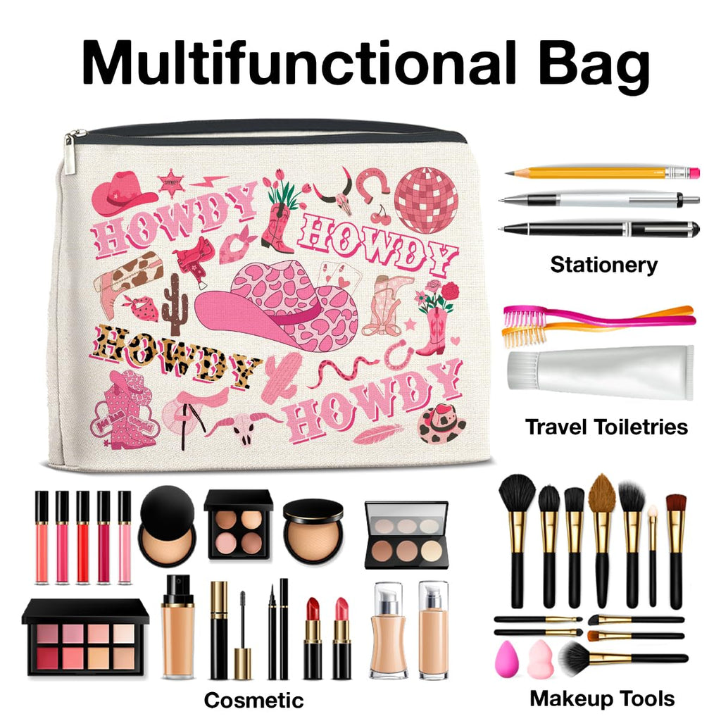 UPNEGE Cowgirls Gifts Western Howdy Makeup Bag for Teens Women