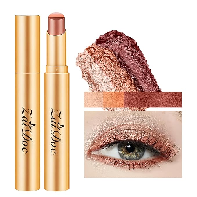 ZAIDOC 3 Color Eyeshadow Stick, Long Lasting & Waterproof Creamy Eye Shadow, with Vitamin E Makeup for Day & Night Look, 0.12 Oz (caffeine orange)
