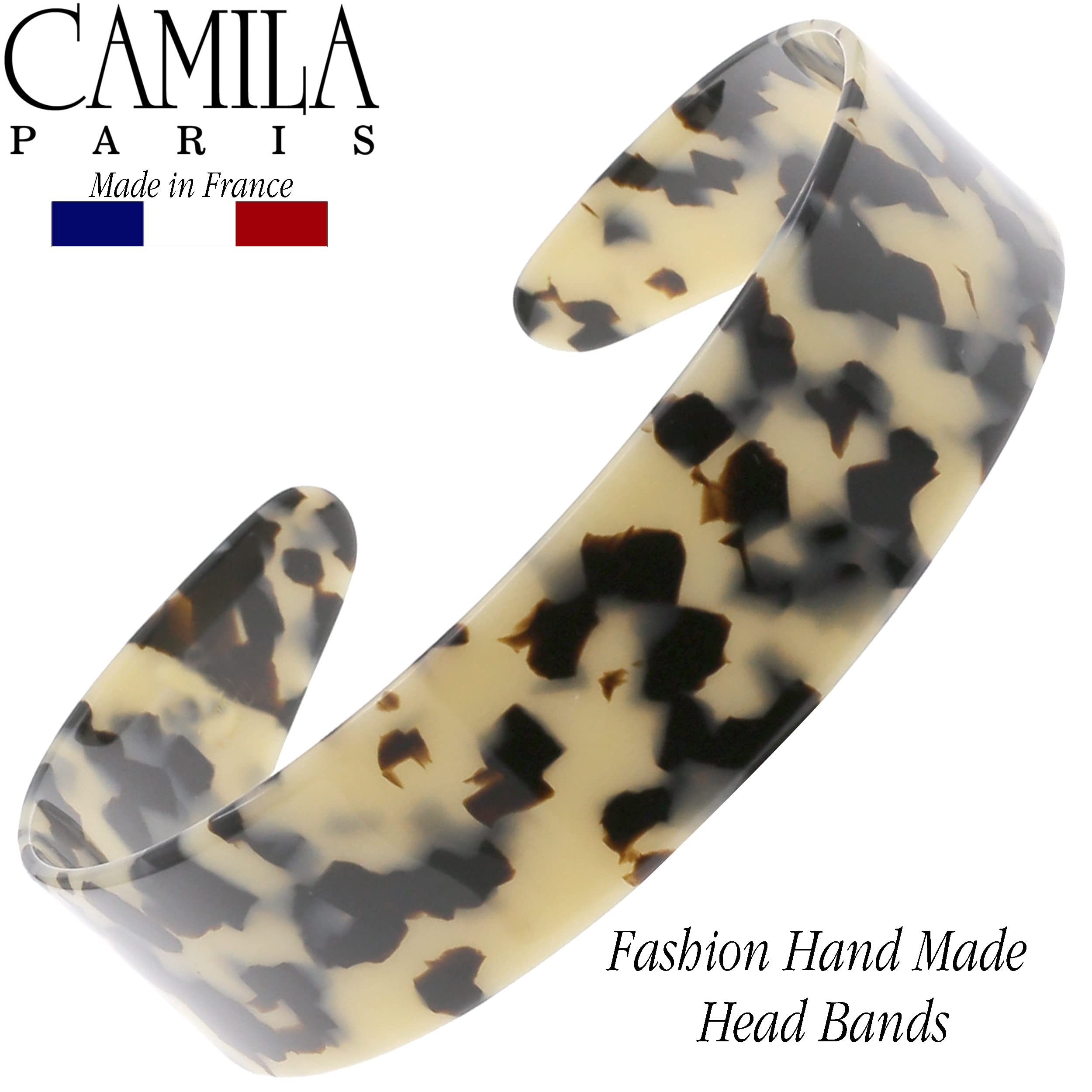 Camila Paris CP3882 French Headband for Women, Handmade White Tokyo, Strong Hold Grip Women's Hair Band, Ligth and Very Flexible, No Slip Durable Styling Girls Hair Accessories, Made in France