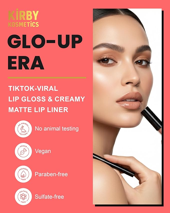 Kirby Kosmetics Lip Kit Duo – Making Moves - TikTok-Viral Precision Liner & Glossy Liquid Lipstick, Clean 2-Step Set with Hydrating Long-Wear Color – Bold Inclusive Beauty for Everyday Konfidence