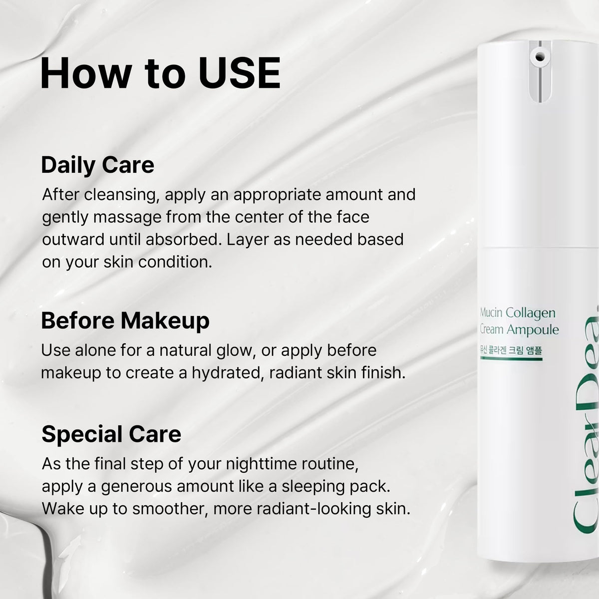 ClearDea Mucin Collagen Voluming Ampoule Moisturizer Face Cream (Dual Collagen + Mucin Care) – Deep Hydrating Facial Skin Care for Women, Glow Up Skincare Essentials - 0.14 Fl Oz x 5ea