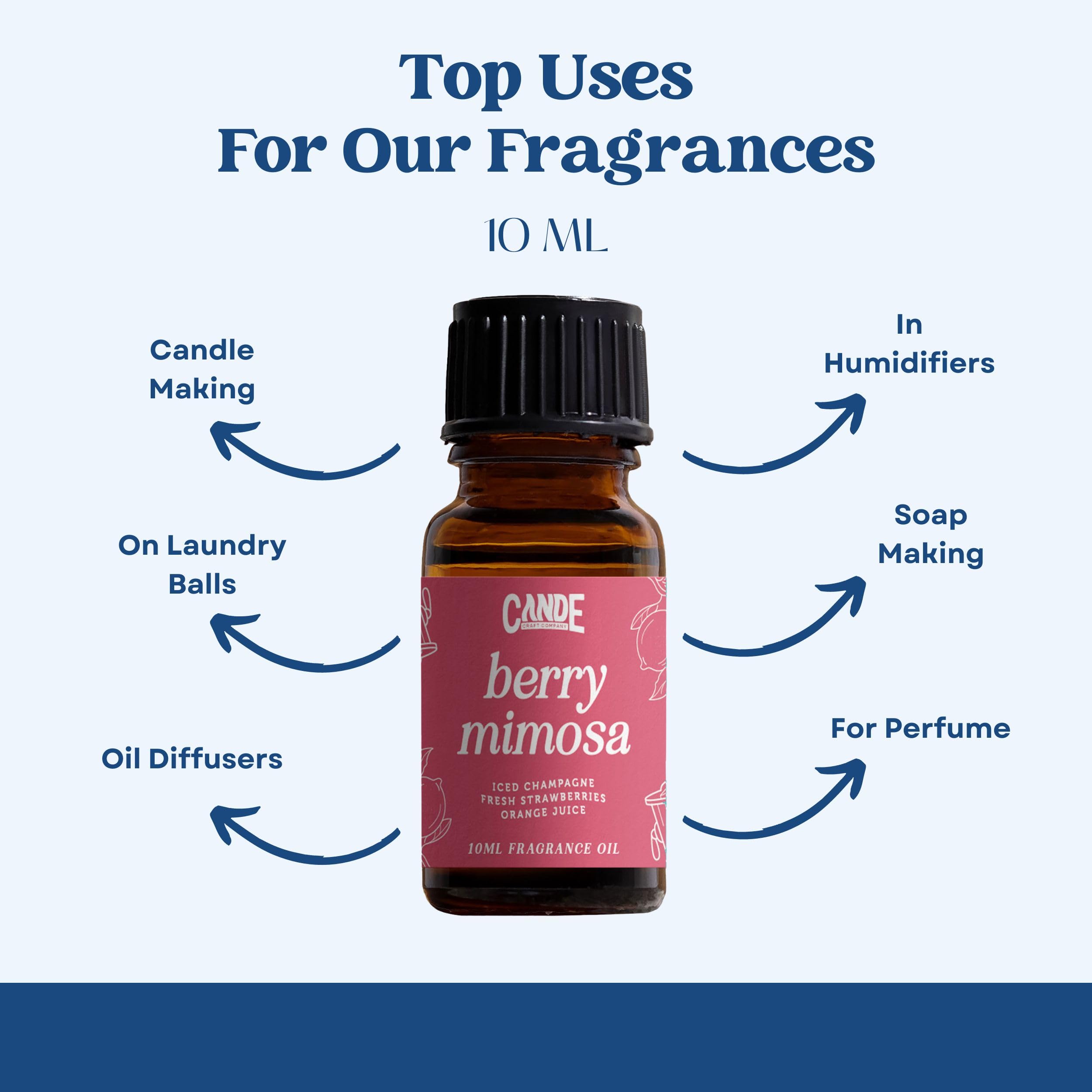 CANDECraftCo Premium Fragrance Oil – Diffuser Oils Fragrances Scented for Home, Candle Soap Making Supplies, Aromatherapy Blends for House (0.34 Fl Oz) (2-Pack, Berry Mimosa)