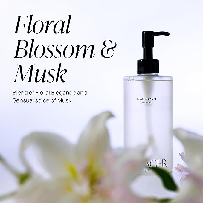Pobam VOYAGER Foaming Body Wash with Pump, Non-stripping, Nourishing & Deep Hydration Cleanse. 10.14 Fl. Oz./300ml (Rose)