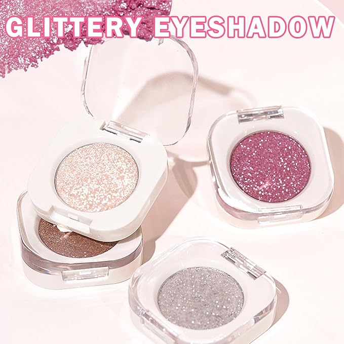 QIUFSSE Glitter Eyeshadow,Champagne Glow Single Eyeshadow (09 Moonstone)