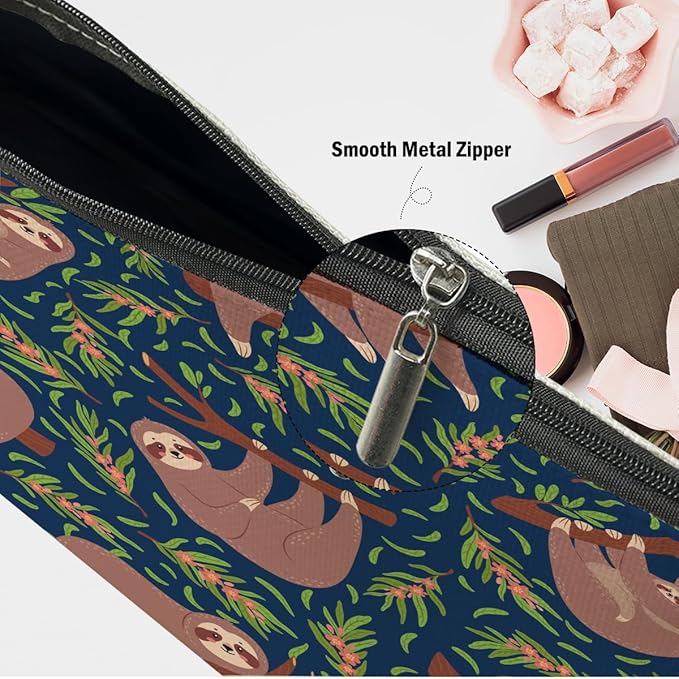 XFN Sloth Gifts 2 Pcs Makeup Bag, Sloth Stuff Cosmetic Bag Travel Pouch, Sloths Lovers Gifts for Women Girls Daughter Sisters Coworker Best Friend Friendship Graduation Birthday