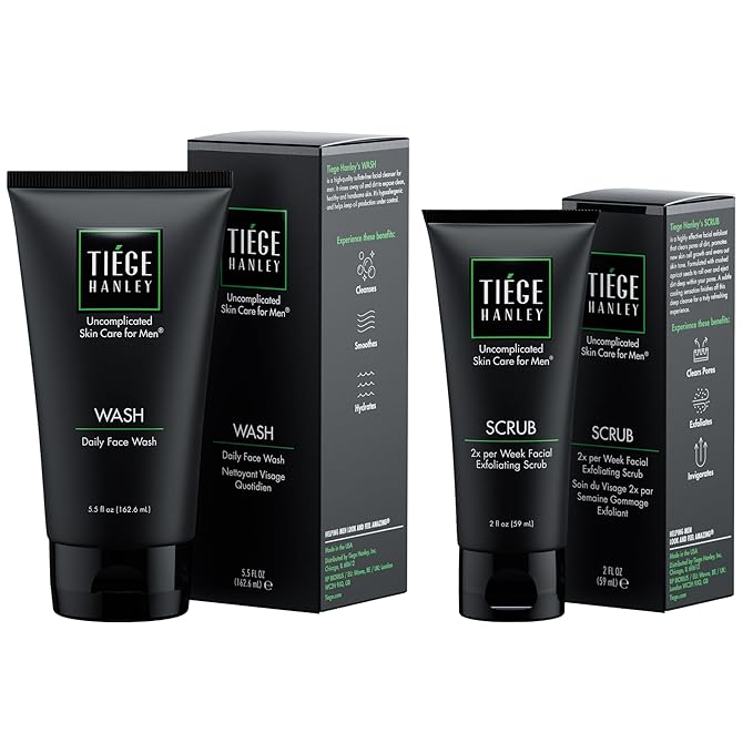 Tiege Hanley Face Wash & Exfoliating Scrub Bundle for Men, 2 Piece Set
