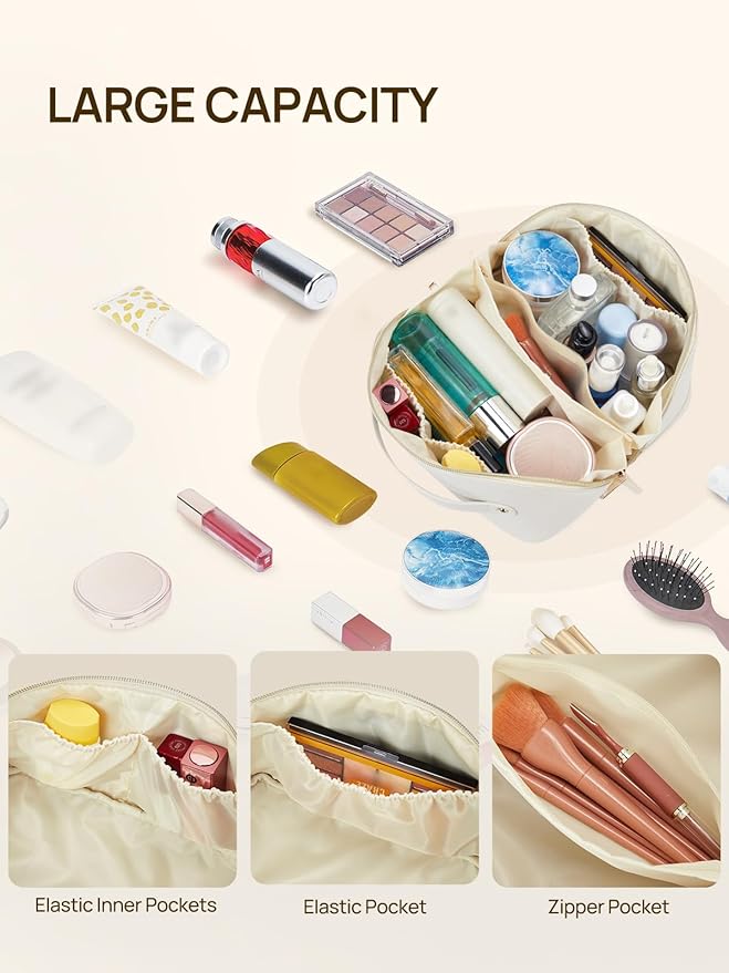 Telena Leather Make Up Bag Portable Travel Makeup Bag Waterproof