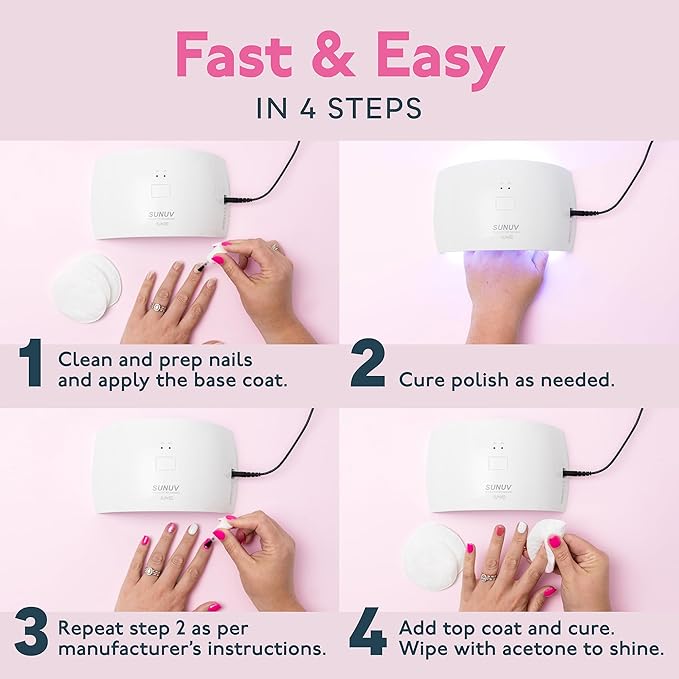 SUNUV UV LED Nail Lamp, UV Light for Gel Nail Polish Dryer SUN9C Pink