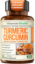Turmeric Curcumin Supplement – 1400mg Organic Turmeric Curcumin with Black Pepper Extract for Max Absorption – Digestive & Joint Supplements for Men & Women w. Tumeric Extract & Bioperine – 60 Caps