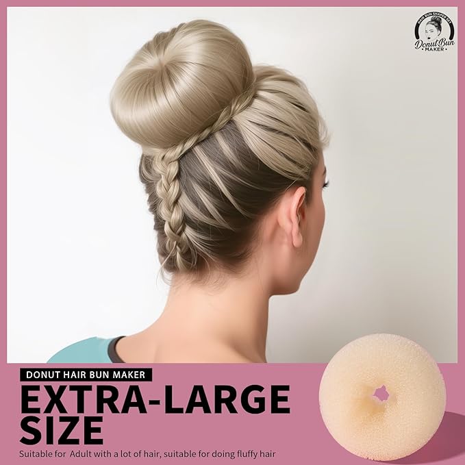 Teenitor 4 Pcs Hair Donut Hair Bun Maker(Extra-large, Large, Medium, Small) with Hair Pins 20 Pcs, Blonde