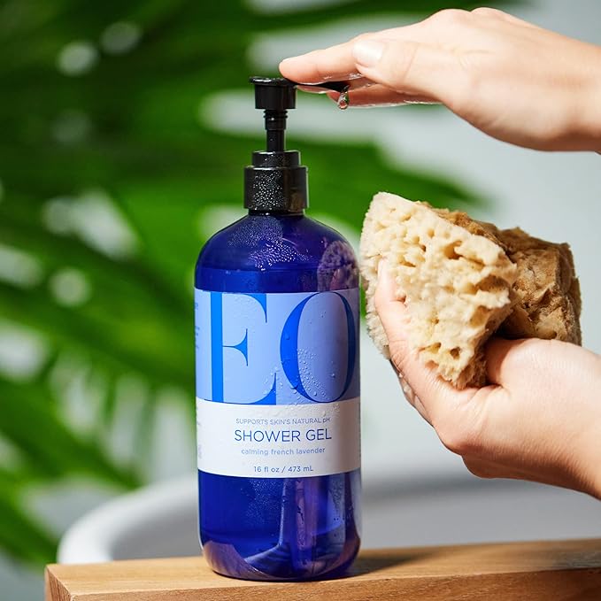 EO Shower Gel, 16 Ounce (Pack of 2), French Lavender, Body Wash made with Essential Oils for Men and Women
