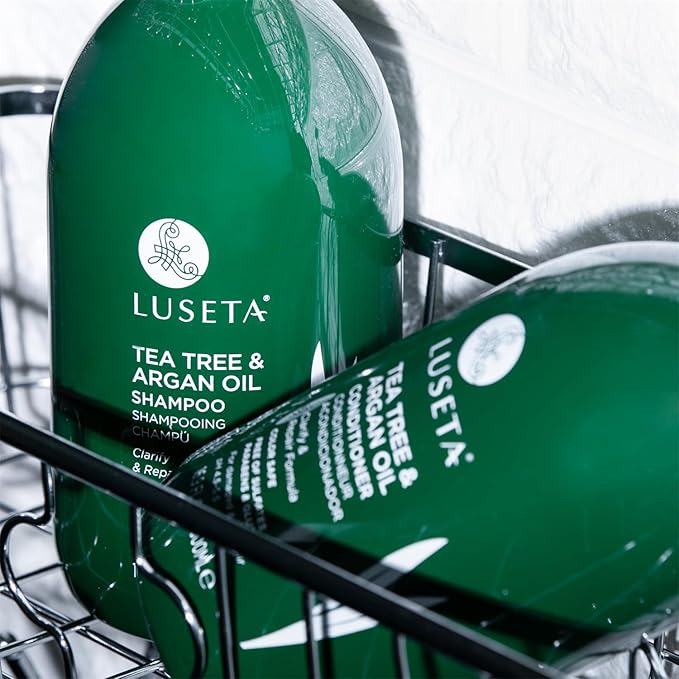 Luseta Tea Tree Oil Shampoo and Conditioner Set for Flaky, Dry Scalp - Cooling Peppermint & Lavender, Refreshes Scalp & Removes Buildup, Sulfate-Free, 2 x 16.9 oz