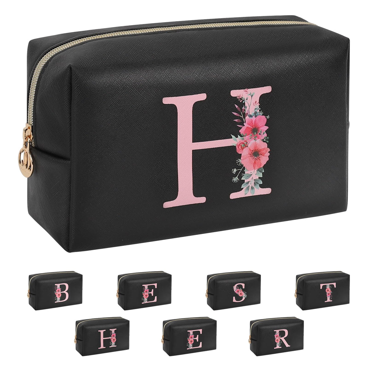 Initial Makeup Bag for Women, Travel Makeup Bag Personalized Birthday Gifts