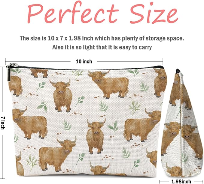 XFN Cow Gifts, Cow Print Stuff Western Makeup Bag, Cosmetic Bag Travel Pouch, Graduation Birthday for Women Girls Daughter Sisters Coworker Best Friend Western Stuff
