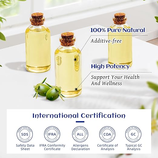 HIQILI Organic Jojoba Oil Cold Pressed for Hair, Nail & Skin Care