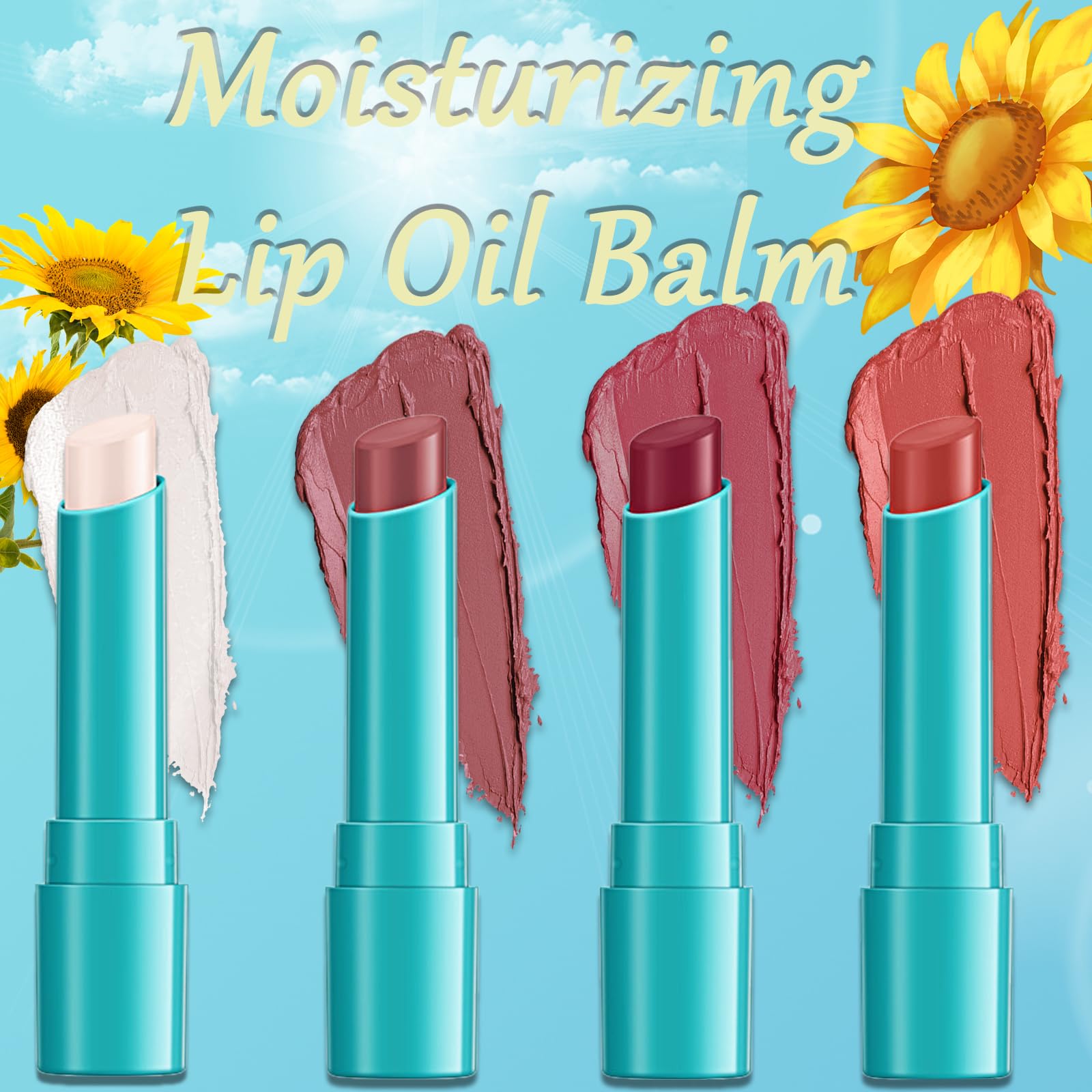 4pcs Lip Tint Hydrating, Moisturizing Lip Oil Balm, Long Lasting Waterproof Lip Gloss Non-Stick Cup Lipstick Set, Natural Ingredients Strong Moisturizing Lipstick
