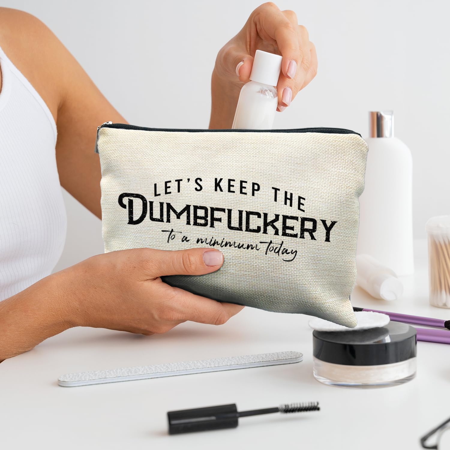 RYYCDOI Funny Makeup Bag - Bad Assed & Cool Gifts for Coworkers & Women - Sarcastic & Gag Gifts - Humor Cosmetic Toiletry Bag