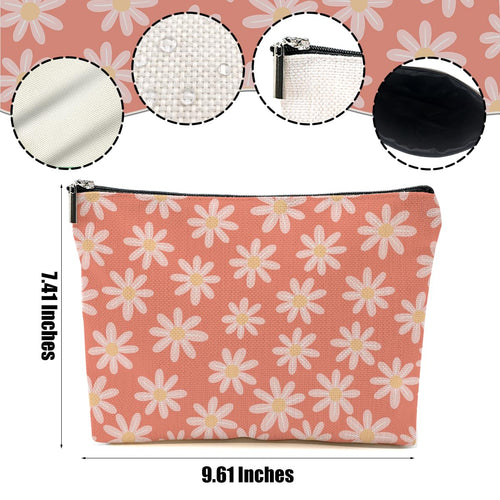 2pcs Daisy Floral Makeup Bag, Garden Flower Gifts for Women Girls Sister