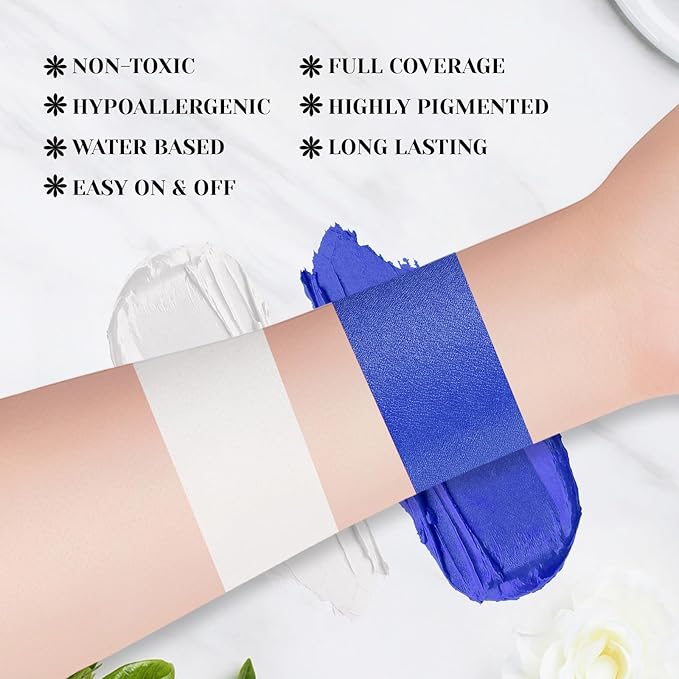 YBUETE White Blue Face Body Paint Stick Set for Halloween Cosplay SFX