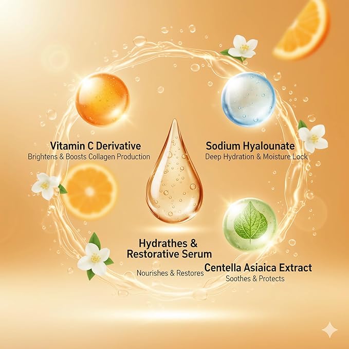 Vitamin C Face Serum 20% with Hyaluronic Acid & Niacinamide – Supports the Appearance of Dark Spots, Fine Lines, Wrinkles – Brightening & Hydrating Serum for Women & Men