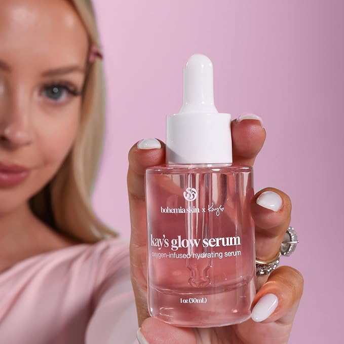 Kay's Glow Serum - Vitamin C Serum for Face with Stable THD Ascorbate & Oxygen Brightening Glow Face Serum - Hydrating Dark Spot Serum + AHA Discoloration Corrector - Glass Skin, 1 oz
