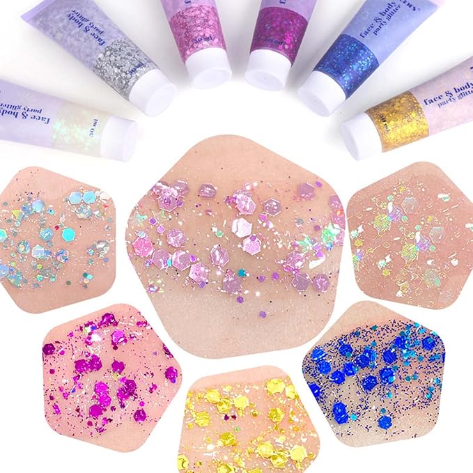 DAGEDA Fuchsia Body Glitter Gel, Sparkly Hair Face Glitter Makeup
