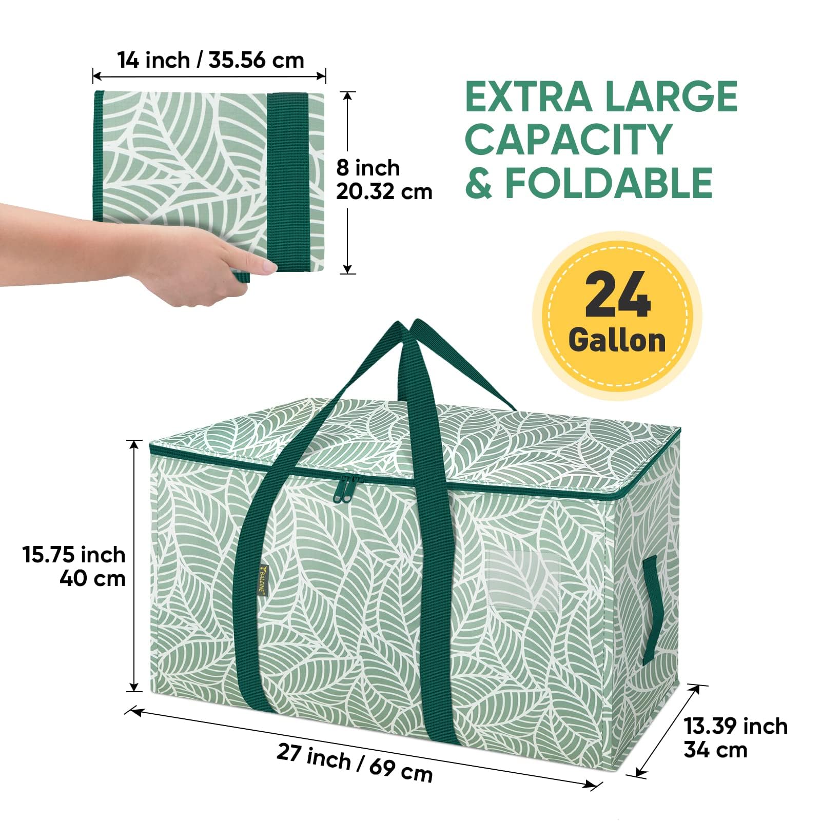 BALEINE 8-Pack Oversized Moving Bags with Reinforced Handles, Heavy-Duty Storage Tote for Clothes, Moving Supplies (Antique Folidage, 8-Pack)