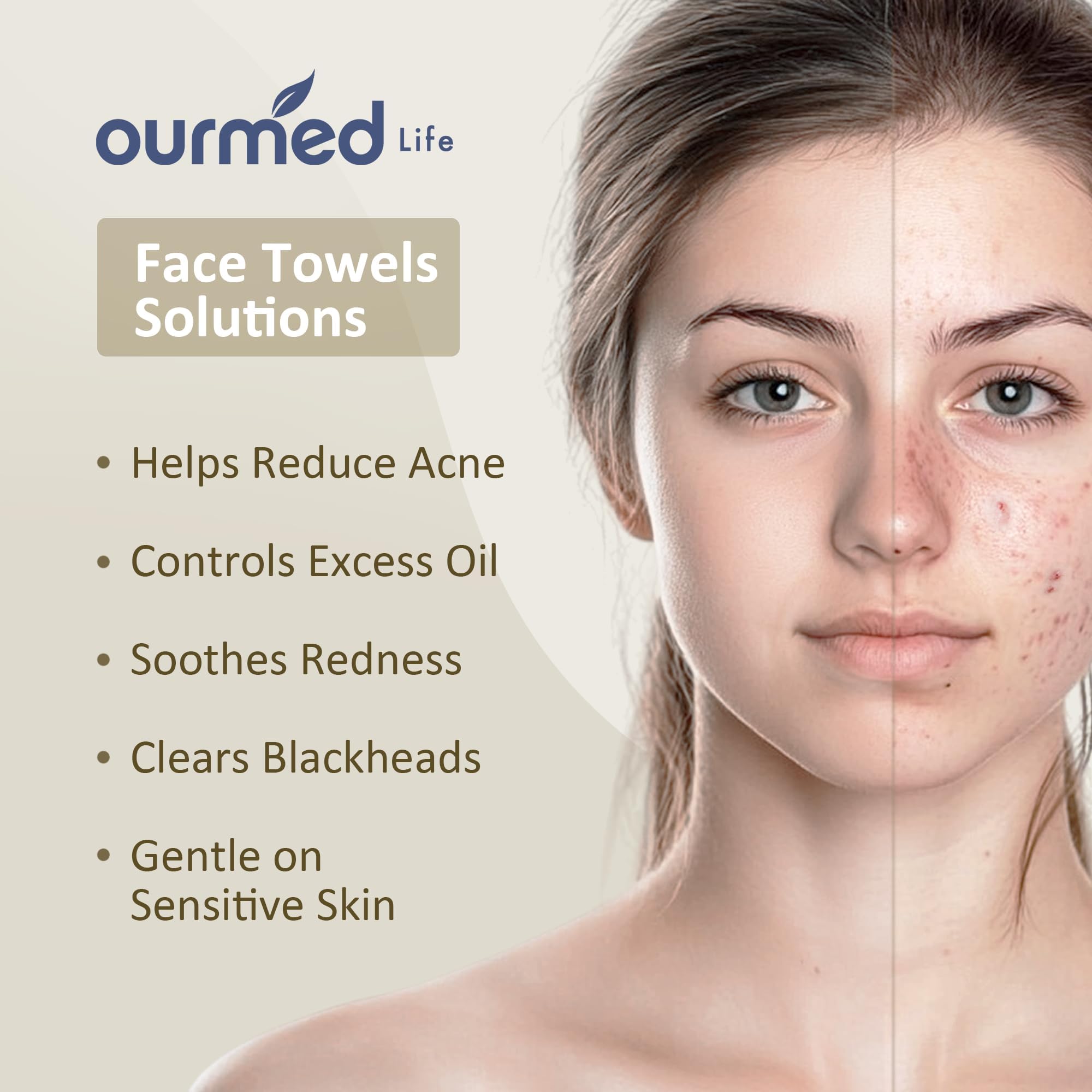 Ourmed Life Disposable Face Towels, 10 x 12 in XL Facial Towels, 50 Count