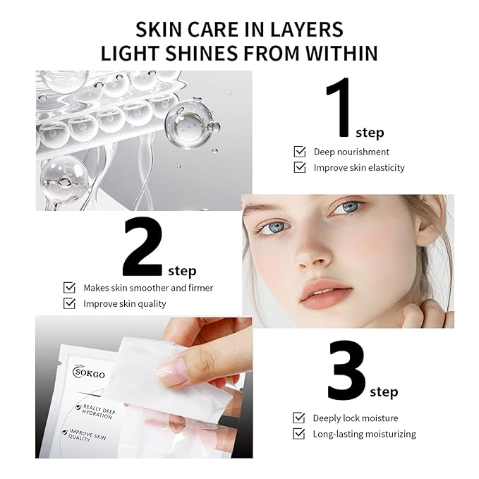 Sokgo Low Molecular Weight Collagen Overnight Hydrogel Mask, Enhances Skin Elasticity, Reduces Pores, Transforms from White to Transparent Upon Absorption Skin Care Treatment，