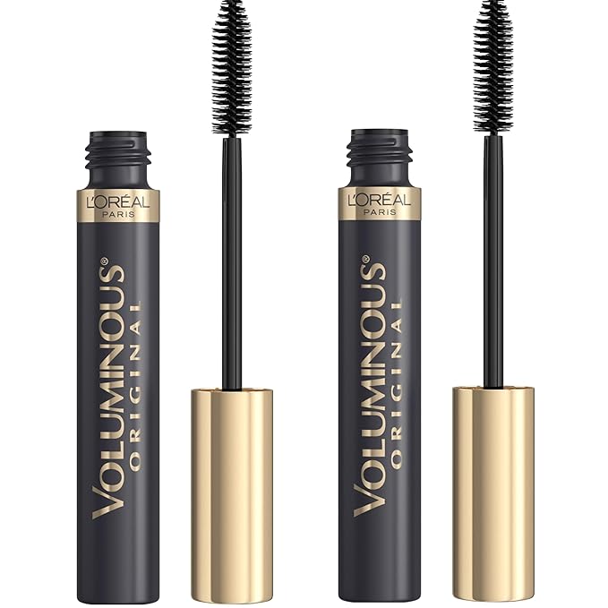 L’Oreal Paris Original Voluminous Mascara, Building Mascara Volume and Length Formula, Washable, Black Brown, 0.26 Fl Oz., 2 Count