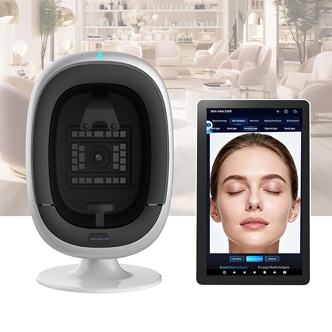 NETTITO 15.6" Professional Skin Analysis Device for Beauty Salons & Spas – AI-Powered 7-Spectral Imaging, 17 Skin Indicators, Multi-Language & Cloud Report Storage
