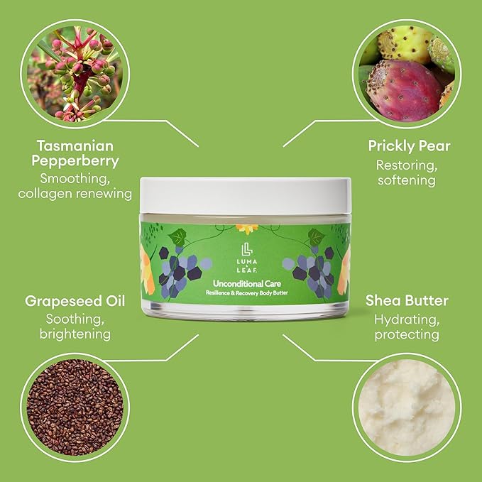 LUMA & LEAF Stretch Mark Cream for Pregnancy, Belly Butter for Stretch Marks & Scars, Whipped Shea Butter with Prickly Pear & Vitamin E, Safe for Pregnancy & Postpartum, Fragrance Free 5 oz