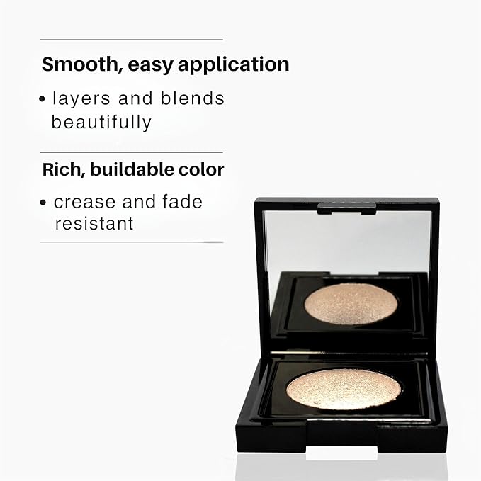 Velveteen Metallic Eyeshadow Mono, 188 - Pearl Infused, Shimmer Eye Makeup - Silky-Soft, Densely Pigmented, Seamless Blend- 0.105 oz