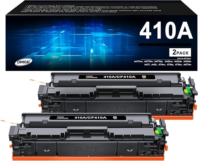 DMGE 410A Toner Cartridge - Toner Replacement for HP 410A CF410A 410X Compatible with HP Color LaserJet Pro MFP M477fnw M477fdw M452nw M452dn,Color Laserj Pro M477 M452 Series |(Black, 2 Pack)