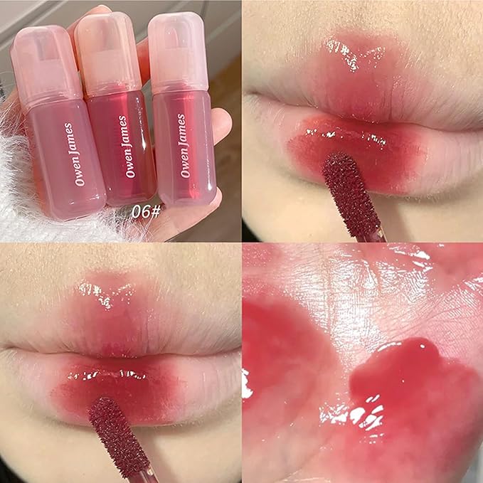 LuckNest 4PCS Hydrating Lip Gloss Set,Highly-Pigmented Korean Lip Glaze,Plumping Lipgloss, Moisturizing Mirror Liquid Lipstick, Non-Stick Cup,Glossy Finish,Long-lasting Natural Makeup