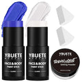 YBUETE White Blue Face Body Paint Stick Set for Halloween Cosplay SFX