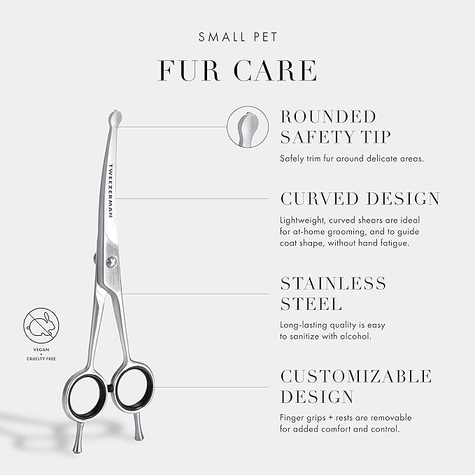 Tweezerman 7" Pet Grooming Shears-Safety Round Tips for Dogs & Cats