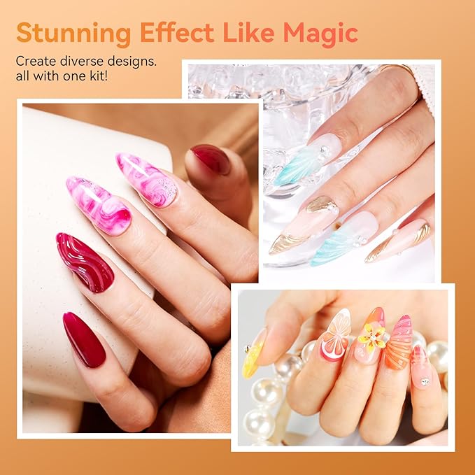 Makartt Blooming Gel & 3D Gel Nail Art Kit for DIY Nail Art Clear