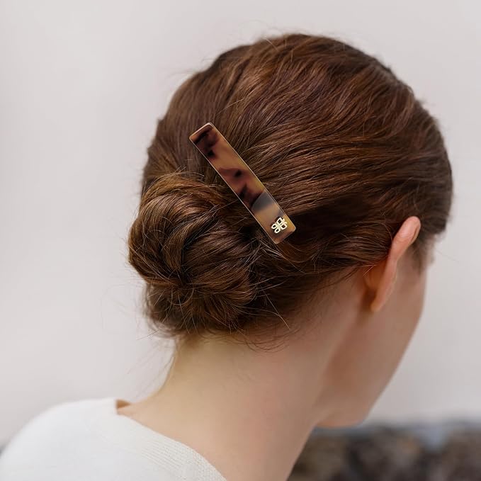 Classic Hair Barrette for Women, Tortoise French Hair clip, Tortoise, 3.4"