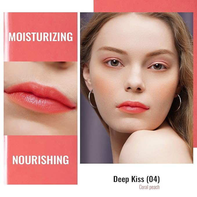 Oulac Coral Peach Red Lipstick for Women, Moisturizing Lipsticks, Glass Shine Tinted Lip Balm, Sheer Shine Juicy Lip Gloss, Lightweight and Hydrating Formula for Dry Lip Care, Vegan Lipstick (04)