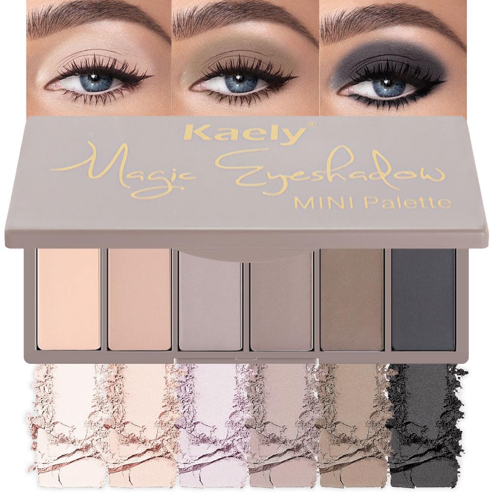 evpct Nude Eyeshadow Quad Palette, Light Nude Pink Beige Ivory Champagne Shimmer Matte Waterproof High Pigment Primer Mini Eye Shadow Palette Makeup for older Women, Smudge Proof Vegan, Bright Nudes