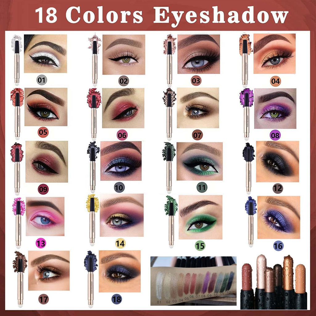 Metiplou Orange Copper Eyeshadow Stick Makeup Cream Glitter Shimmer Bronze Eyeshadow Pencil Hypoallergenic Waterproof Long Lasting Eye Shadow Highlighter Eye Liner Pen Multi-Dimensional Eyes Look