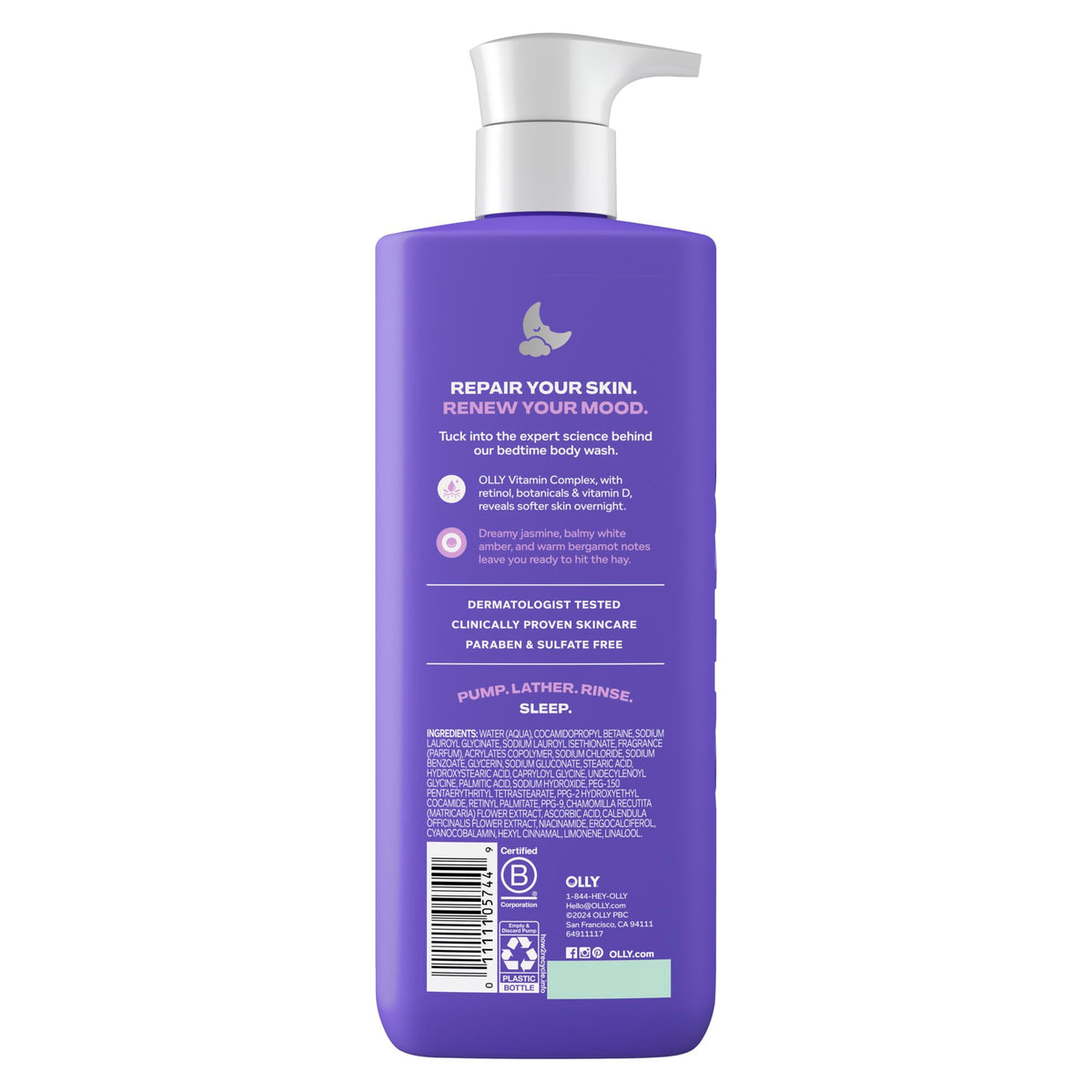 OLLY Renew Body Wash with Vitamin D, Retinol & Botanicals - 17oz