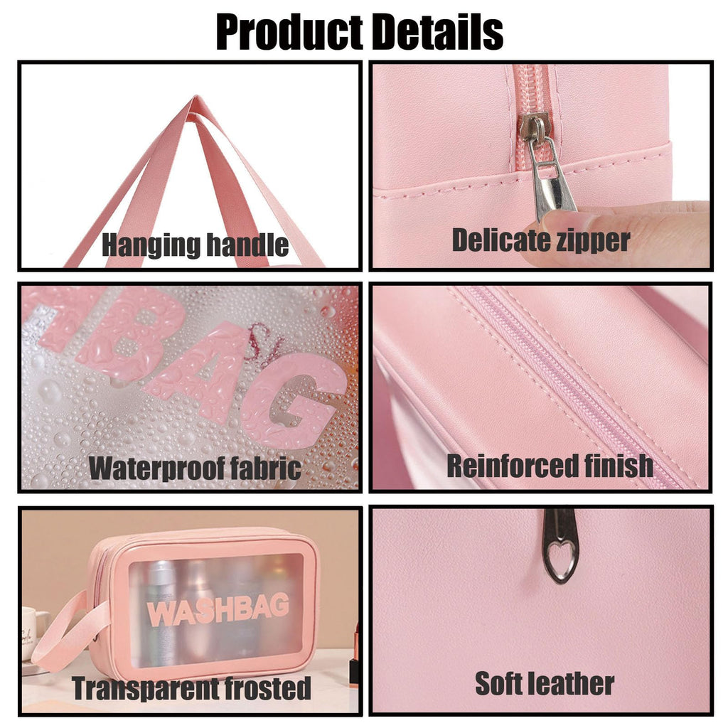 BIRDDIE Clear Travel Bags for Toiletries,3 Pack Toiletry Bag,Matte Translucent Toiletry Bag,Makeup Bag With Handy Handle,Travel Pouch,Makeup Cosmetic Organizer for Travel Essentials(White)