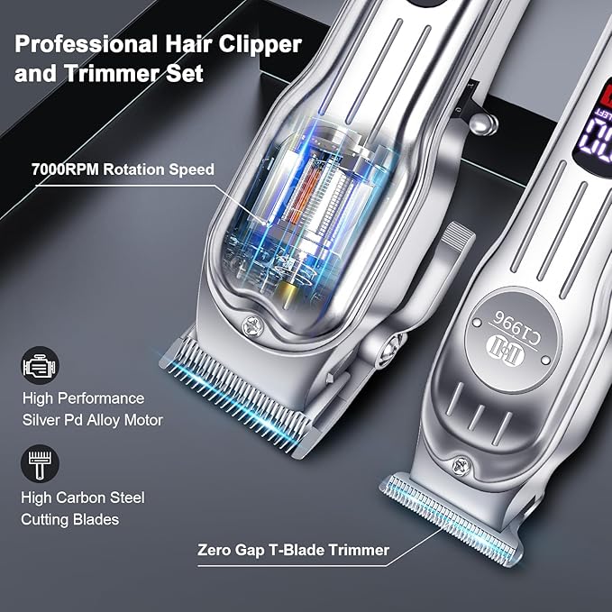 CIICII Mens Hair Clippers, Trimmer and Shaver Set, Cordless Barber Kit