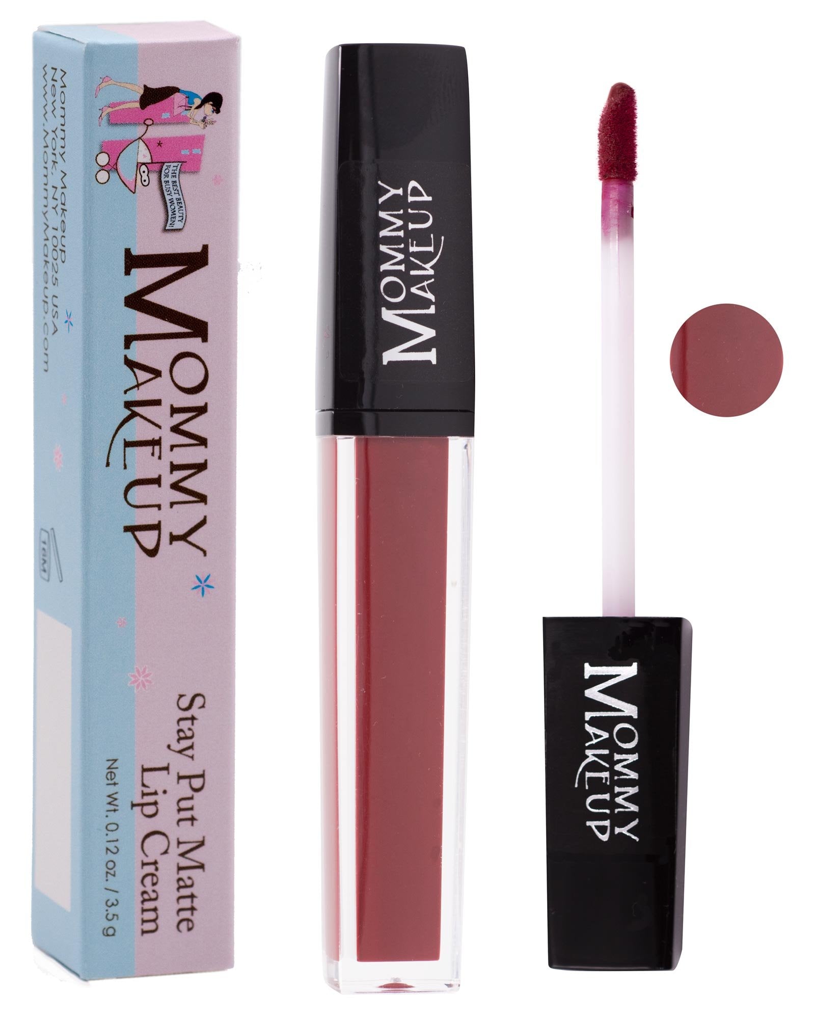 Mommy Makeup Stay Put Matte Lip Cream, Kiss-proof Lipstick (Roxie)